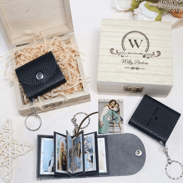 Personalized Mini Photo Keychain,Picture Keychains(Black) Personalized Album, Mini Cute Key Ring Keychain with Picture Book for Family, Boyfriend, Couples, Dog, Friends - uniqicon