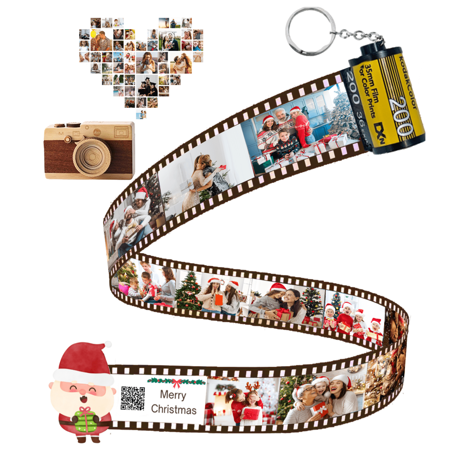 Custom Christmas Film Roll Photo Keychain Gifts,Personalised Photo Keyring Gifts,Christmas Presents for Boyfriend Women Dad Best Friends Daughter Son Lover Kid Anniversary Day Gift - uniqicon