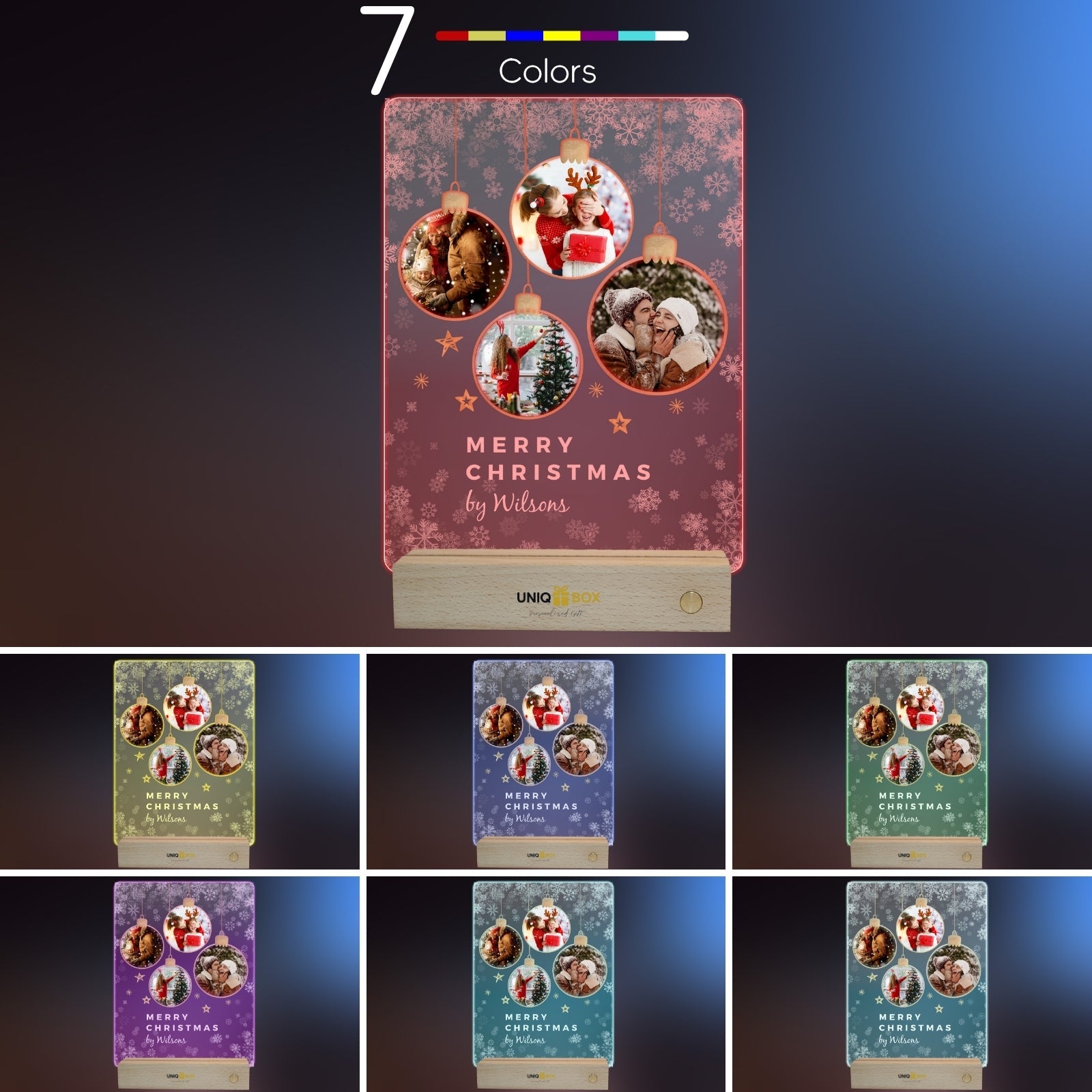 Customised Christmas Acrylic Picture Plaque with Lights,Light Up Multiple Photo Frame Personalised Family Gifts for Son Daughter Kids Brother,Birthday Memorial for Girlfriend Boyfriend - uniqicon