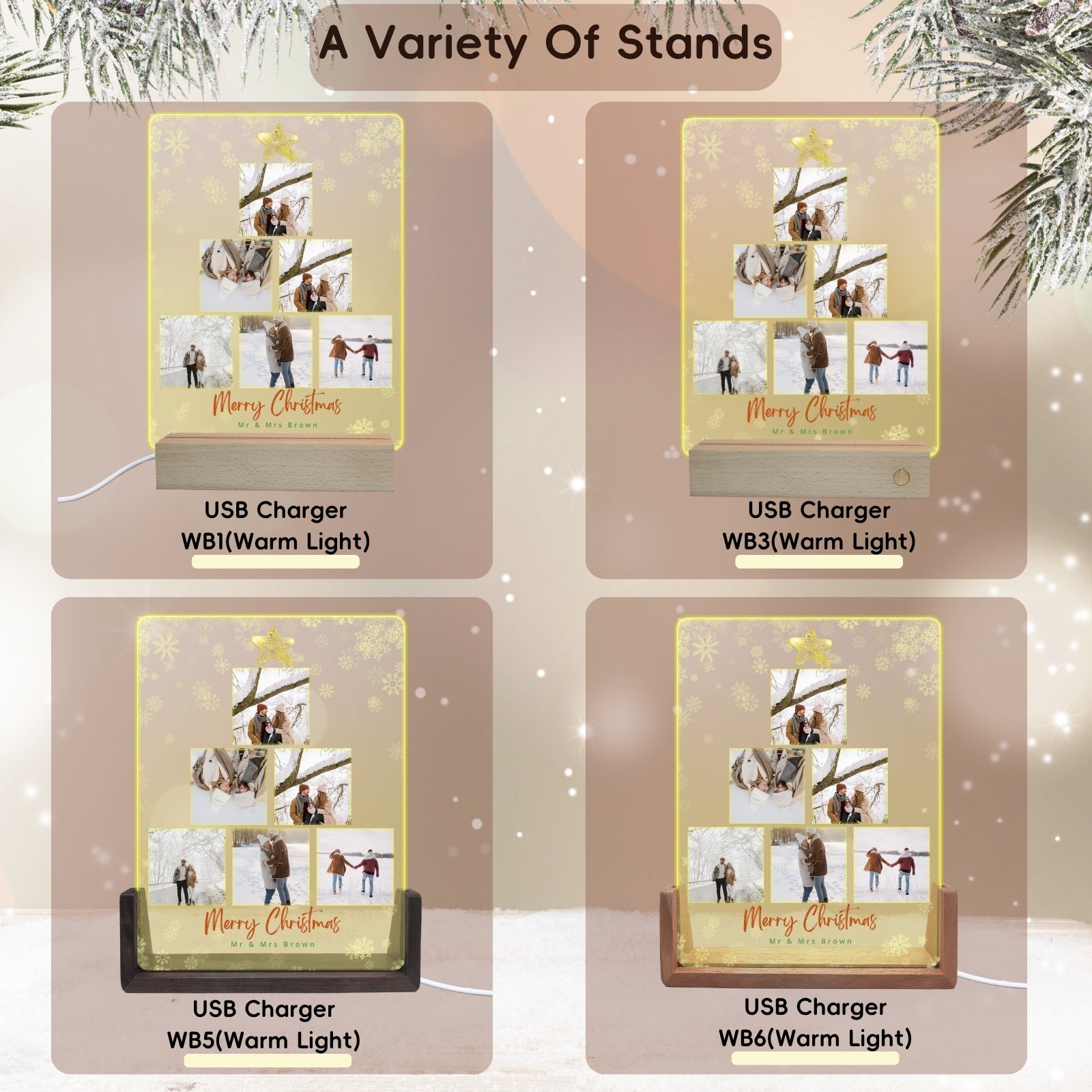 Personalised Christmas Photo Gifts, Light Up Photos Frame, Multiple Pictures Gifts for Women, Boyfriend, Girlfriend, Family, Men, Him, Her, Customised Acrylic Plaque from son daughter - uniqicon