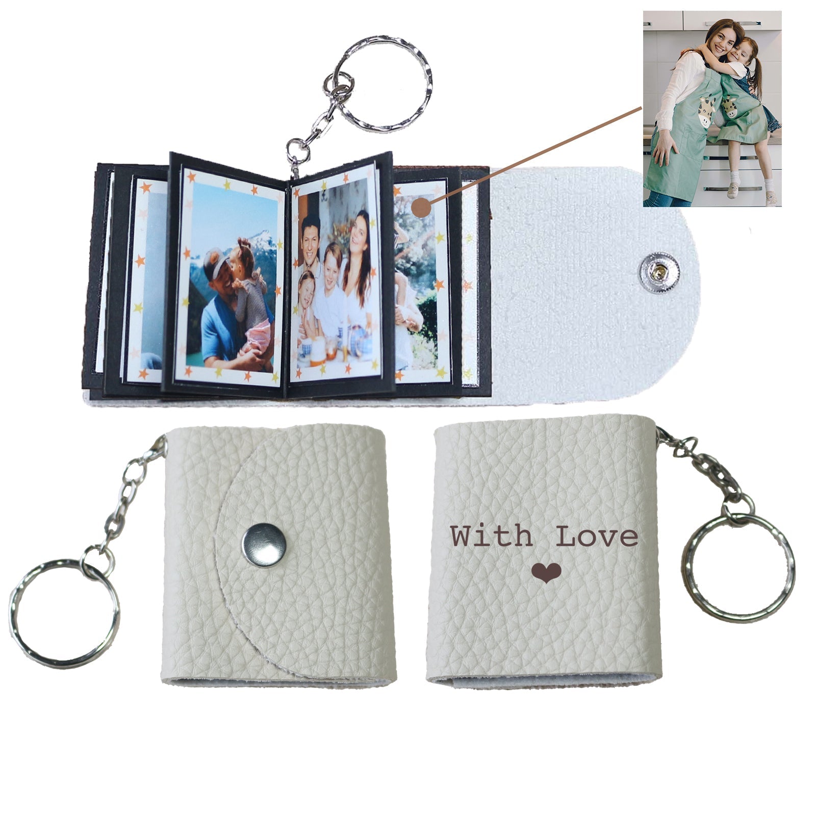 Personalized Mini Photo Keychain,Picture Keychains(Leopard print) Personalized Album, Mini Cute Key Ring Keychain with Picture Book for Family, Boyfriend, Couples, Dog, Friends - uniqicon