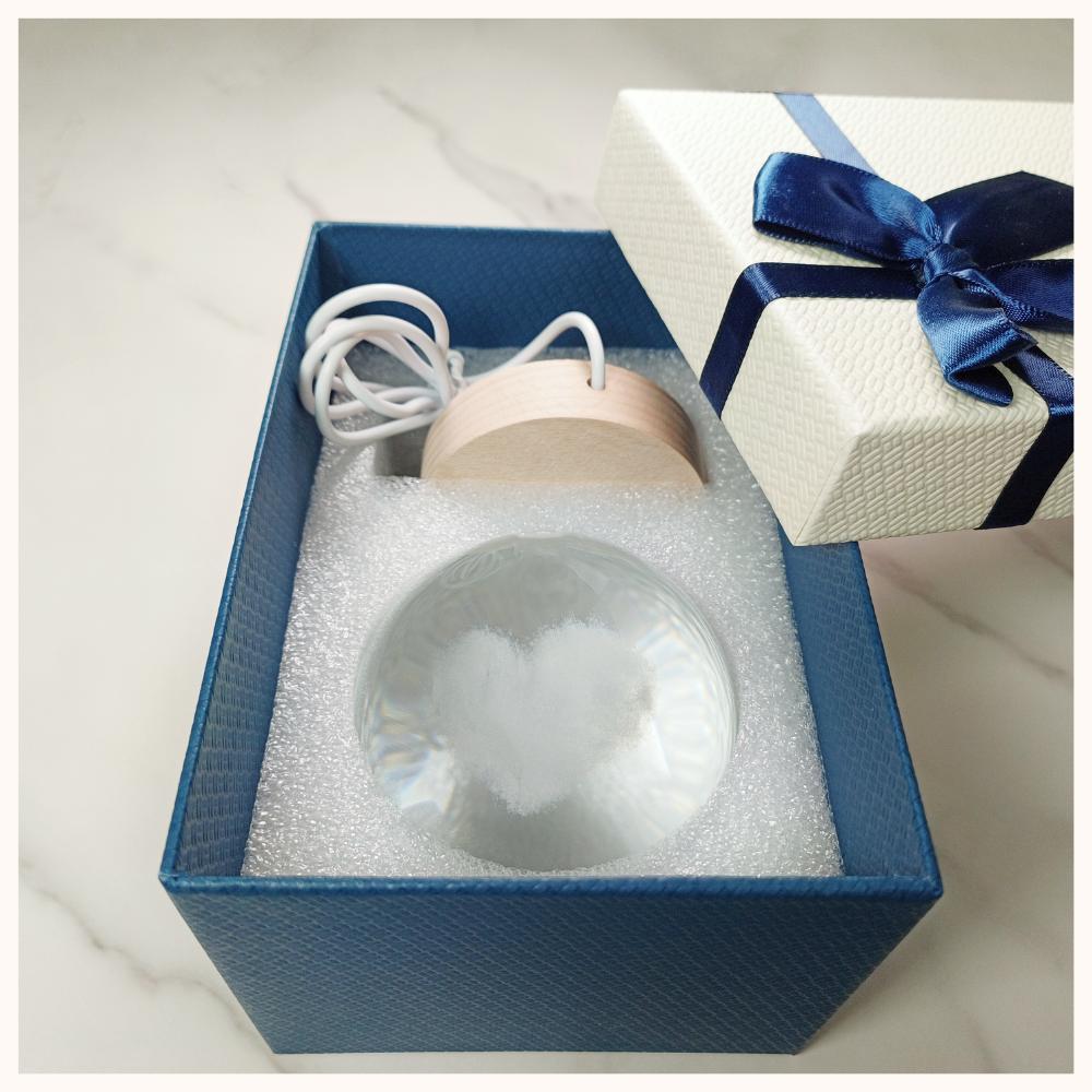 3D Engraving Crystal Ball Heart LED Light Voice Message Gift Birthday Anniversary Valentine Christmas Graduation Friend Souvenir Corporate Award Recognition Appreciation - uniqicon