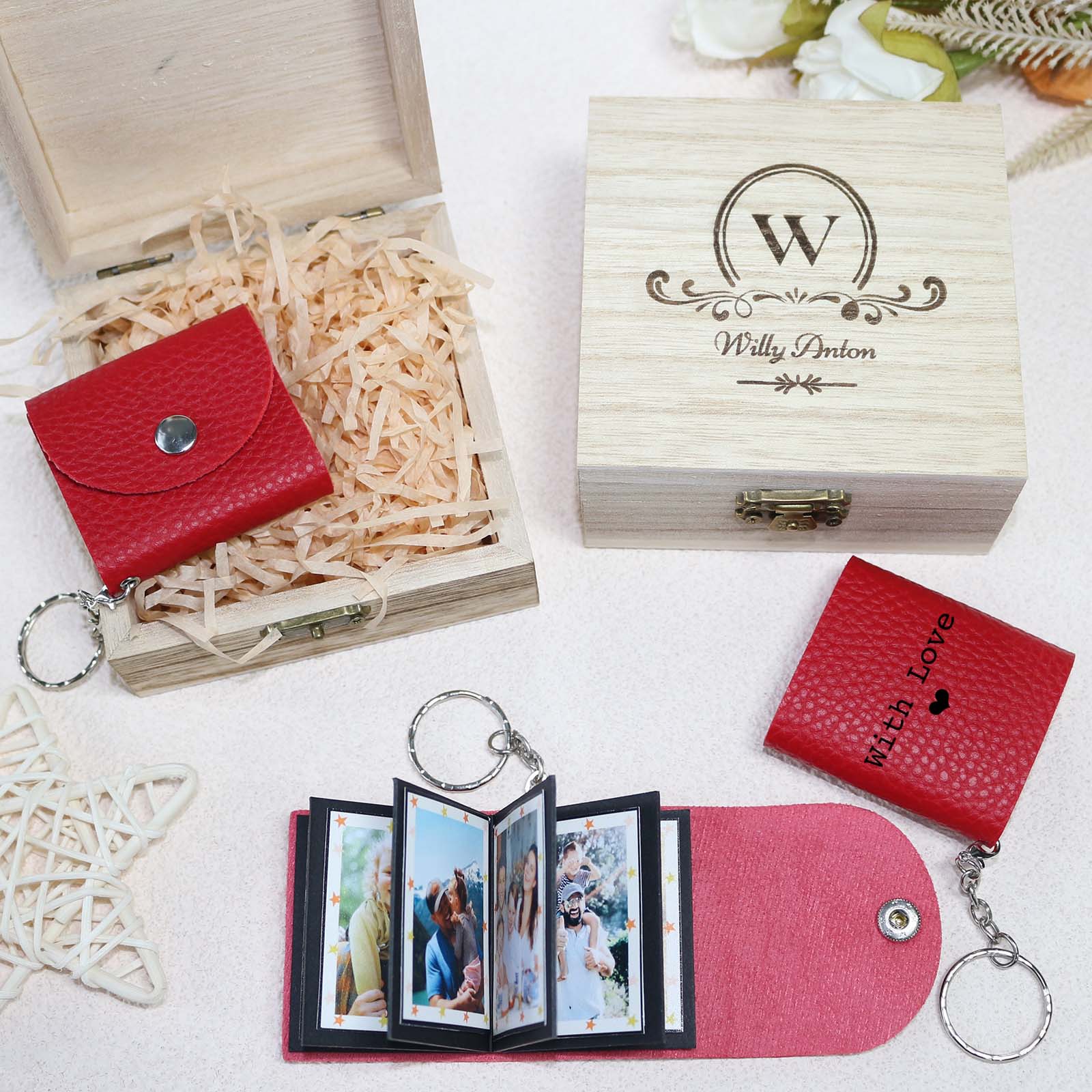 Personalized Mini Photo Keychain, Small Custom Leather Memory Photo, Picture Keychains Personalized Album, Mini Cute Key Ring Keychain with Picture Book for Family, Boyfriend, Couples, Dog, Friends - uniqicon